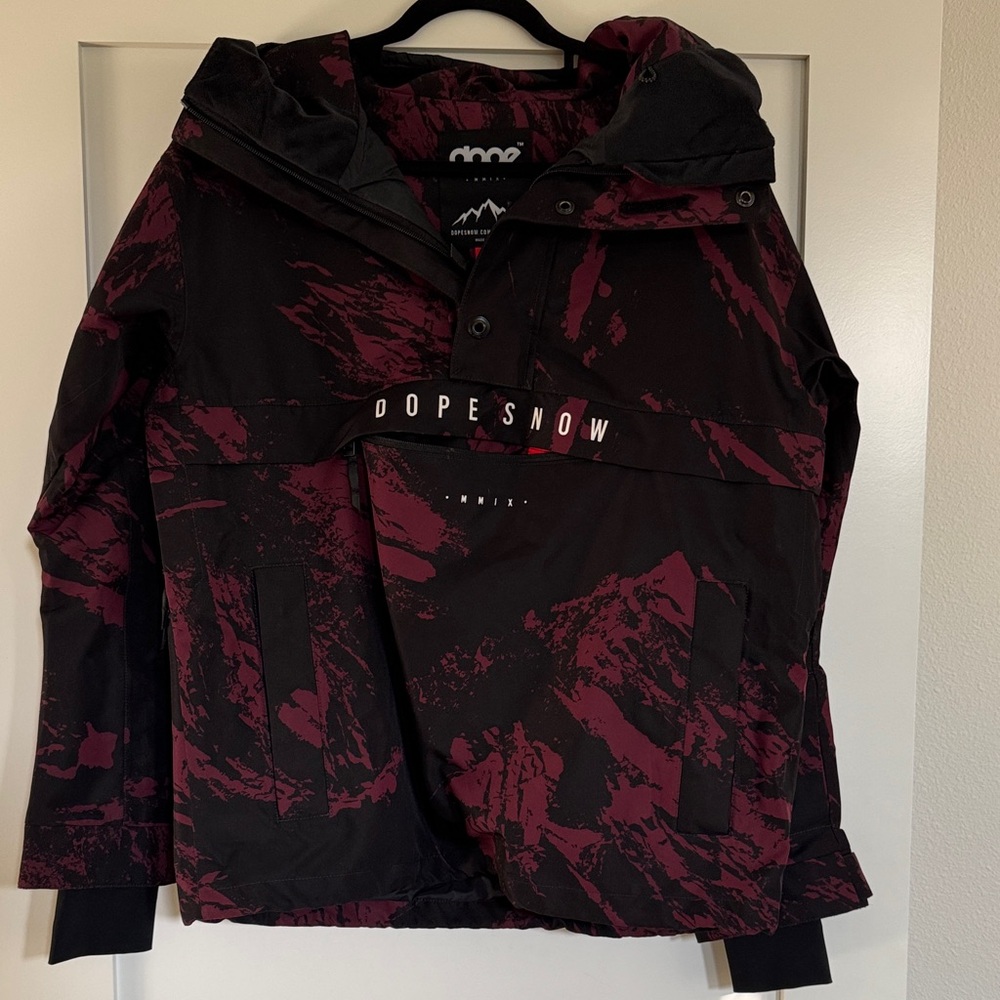 Women’s Dope Snow Black and Red Jacket Quarter Zip, Light Lining Size Medium